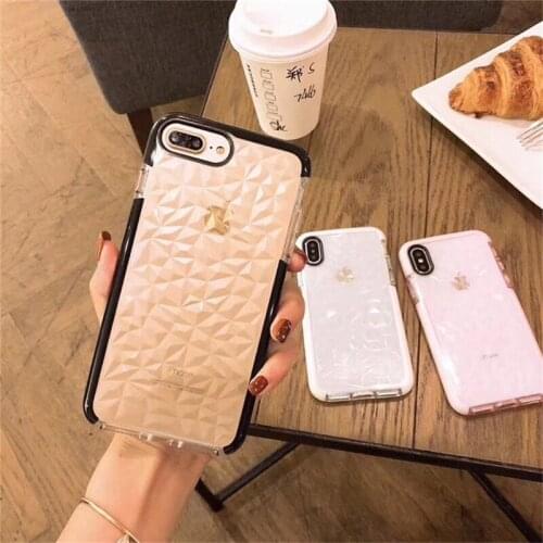 Diamond Pattern Transparent Case For iPhone 11 Pro Max X XS MAX XR 8 7 6s Plus Clear Phone Case Soft Silicone Cover