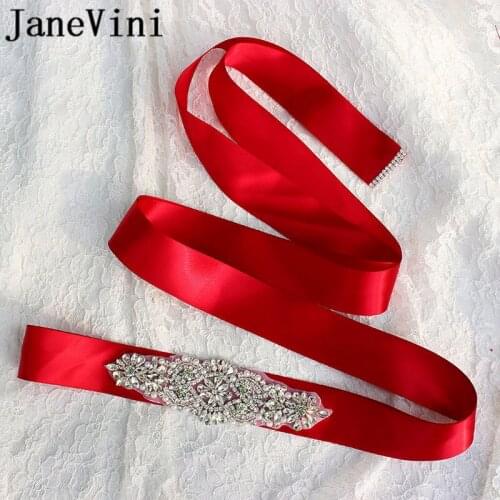 JaneVini Luxurious Bridal Belt Pearl and Rhinestones Burgundy Wedding Belts Diamond Beading Bride Party Dress Belt Ribbon Sash