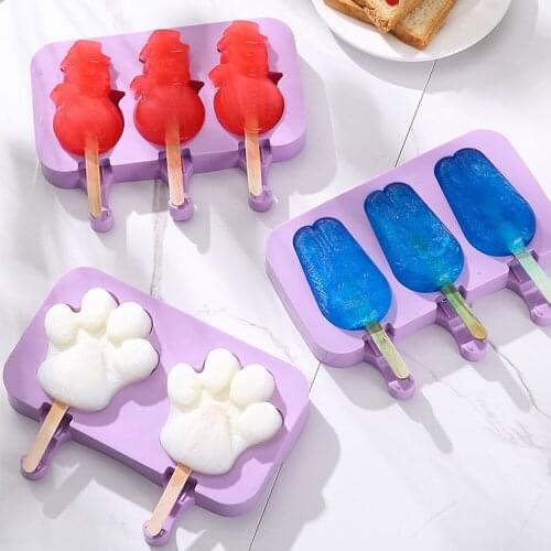 DIY Silicone Ice Cream Mold Homemade Food Grade Ice Cube Tray Ice Cream Popsicle Maker Mould With Stick Kitchen Tools