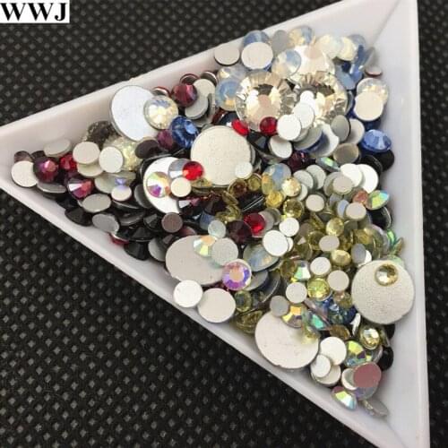 All Sizes Colors Nail Art Rhinestones SS3,4,5,6,8,10,12,16,20,30,34 Non Hot Fix Glue on jewelry Crystal Flatbacks