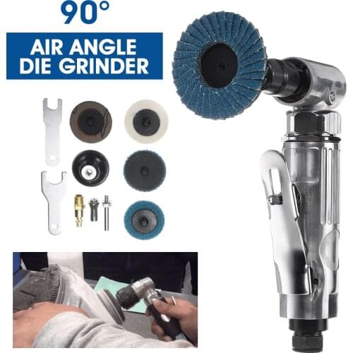 Drillpro 1/4 Air Angle Die Grinder 90 ° Pneumatic Grinding Machine Mini Poratble Tools Cut Off Polisher Mill Engraving Tool Set