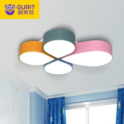 Smart childrens bedroom ceiling lamp creative cartoon four-leaf clover girl room led eye lamp