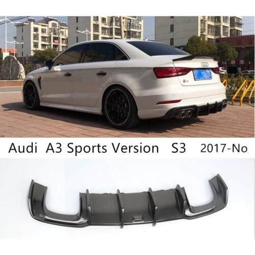 For Audi A3 S3 2017 2018 2019 2020 Carbon Fiber Rear Diffuser Lip Spoiler High Quality Bumper Car Accessories