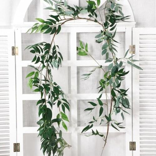 1Pcs Green Silk Artificial Hanging Leaf Garland Plants Vine Leaves Diy For Home Wedding Party Bathro