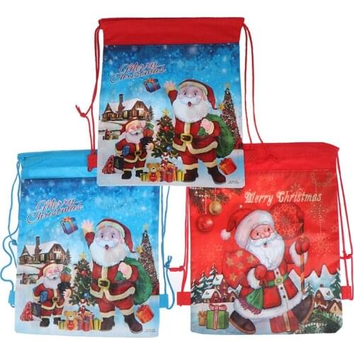 Christmas Gift Candy Bag Santa Claus Drawstring Bag Backpack Kids New Year Banquet Stockings Gifts Holders Bag Home Xmas Party
