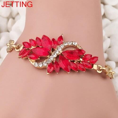 Gold Crystal Bracelet Bangle For Women Leaf Shape Charm Bangle Women Fasion Jewelry