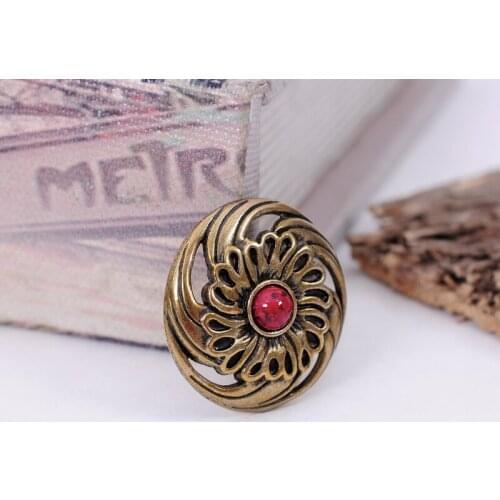 10PC 28MM Tribal FLOWER WHIRLWIND RED TURQUOISE BRASS LEATHERCRAFT WALLET CONCHOS