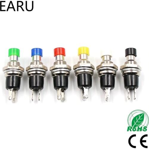 10Pcs Mini Micro DIY 7mm Thread 2 Pins Momentary Push Button Switch Red Black White Blue Yellow Green Lockless Self-rest ON/OFF