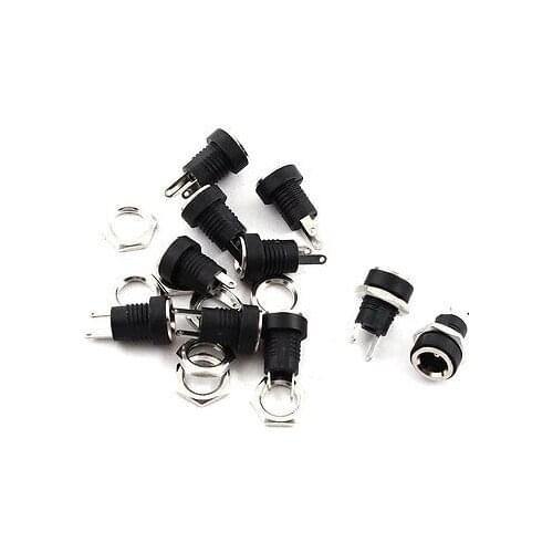10Pcs 5.5mm x 2.1mm DC Power Jack Female Panel Mount Connector