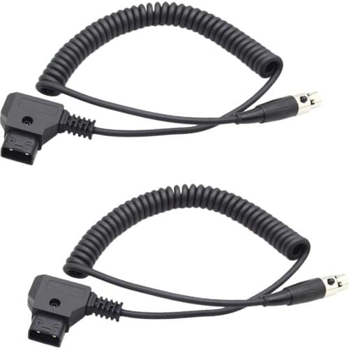 2Pieces D-Tap Male to Mini XLR 4 Pin Female 12V Coiled Spring Power Cable Adapter Connector for ARRI RED LCD Monitor