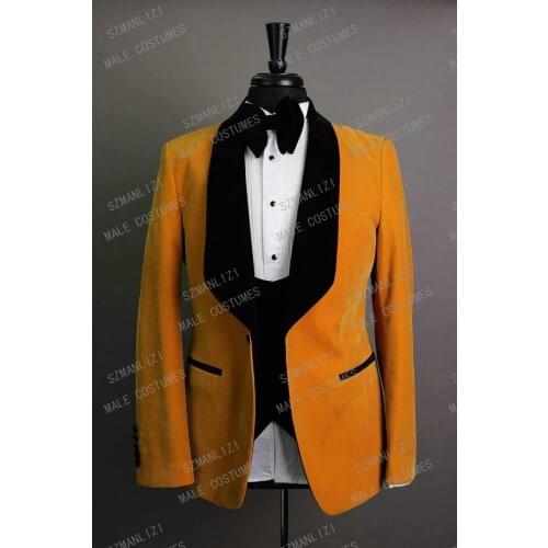 2020 New Brand Custom Made Formal Velvet Suit For Men Slim Fit Groom Blazer Groomsmen Slim Fit 3 Piece Prom Tuxedo Wedding Suits