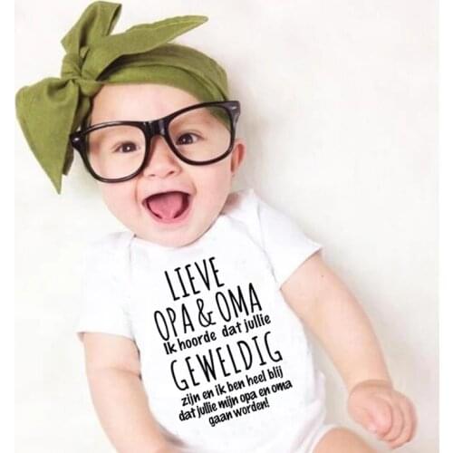 2021 Funny Baby Bodysuit LIEVE OPA & OMA Ik Hoorde Dat Jullie Print Newborn Baby Pregnancy Announcement Bodysuit Casual Wear