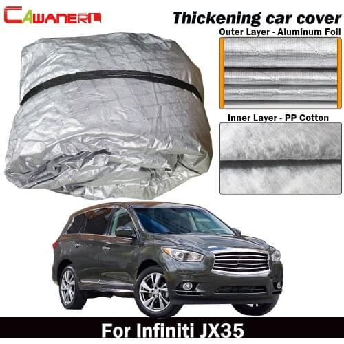 Cawanerl Thick Car Cover Inside Cotton Waterproof Sun Shade Rain Snow Hail Resistant SUV Cover Dust Proof For Infiniti JX35