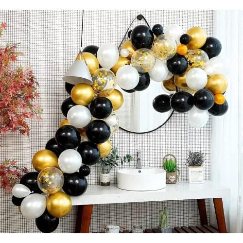 Black Gold Latex Balloon Garland Arch Kit Confetti Curtain Baby Shower Wedding Birthday Graduation Party Background Decorations