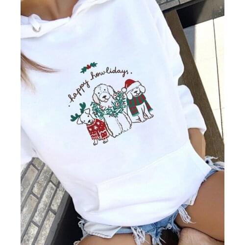 Happy Howlidays Colored Hoodies Funny Merry Christmas Women Pullovers Cute Winter Dog Mom Holiday Gift Hooded Sweatshirts