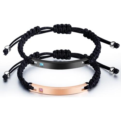 Cyue Wholesale Fashion Rope Braided Bracelet Stainless steel Charm With AAA Pave CZ For Women/Men Jewelry