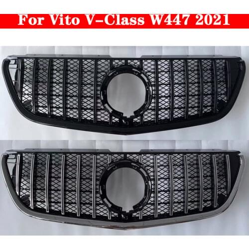 For Mercedes-Benz Vito V-Class W447 V250 V260 Styling Center Grille ABS Front GT Bumper grill Vertical Bar Middle Grill 2021
