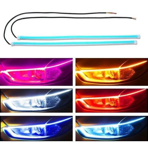 2pcs 12V Led DRL Daytime Running Lights Turn Signal DRL Led Strip Car Light Accessories Brake Side Lights Headlights For Auto