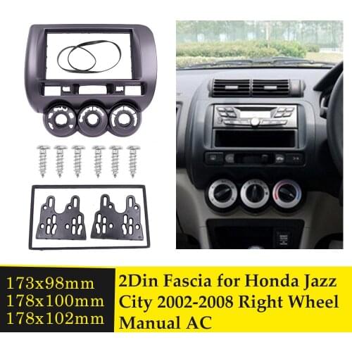 Double Din Radio Fascia for Honda Jazz City Right Wheel Manual AC 2002-2008 Stereo DVD Panel Installation Trim Kit Frame Bezel