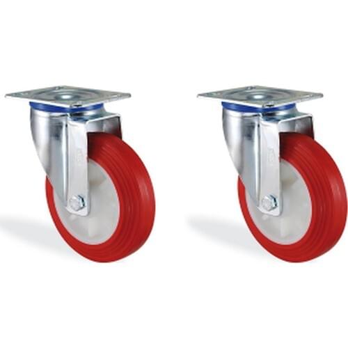 Wedge Flanged Polyamid Above Polyurethane Coated Bushing Rotary Wheel 100 mm x 2 Pcs