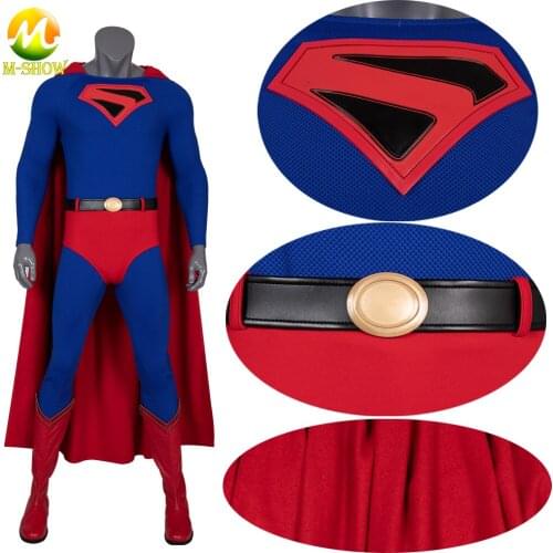 Comic Superhero Clark Kent Cosplay Costume Brandon Routh Kingdom Come Jumpsuit Trunks Cape Halloween Outfit for Men Any Size
