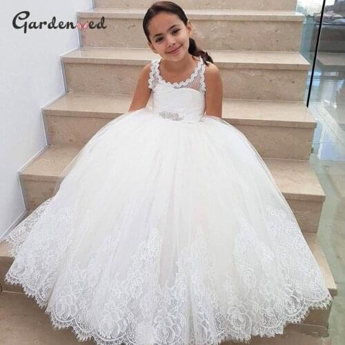 Ivory Lace Flower GIrl Dresses Tulle Puffy Princess Dress First Communion Dresses Little Girl Birthday Dress Child Baby Dress