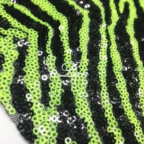 LASUI 3 yards/1lot Fluorescent zebra pattern sequin mesh lace fabric Embroidery African vogue Party Dress DIY accessories W0106