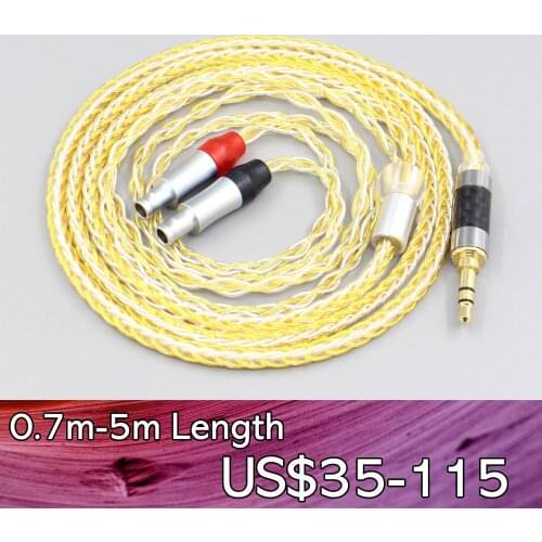 LN007314 8 Core OCC Silver Gold Plated Braided Earphone Cable For Sennheiser HD800 HD800s HD820s HD820 Dharma D1000 headphone
