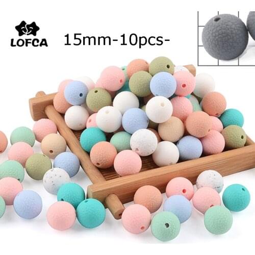 LOFCA 15mm 10pcs Silicone Leather Look Grinding Beads Silicone Leatherette Look Beads Loose Teether Beads Baby Toy Teether