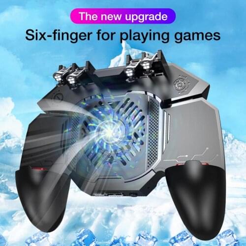 Six Finger All-in-One Mobile Game Controller Gamepad Controller Mobile Gaming Trigger Joystick For IPhone SamSung Xiaomi Phone