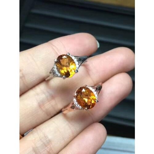 Natural And Real Citrine Gemstone Rings For Women Real 925 Sterling Silver Jewelry Ring Wedding Anniversary Ring