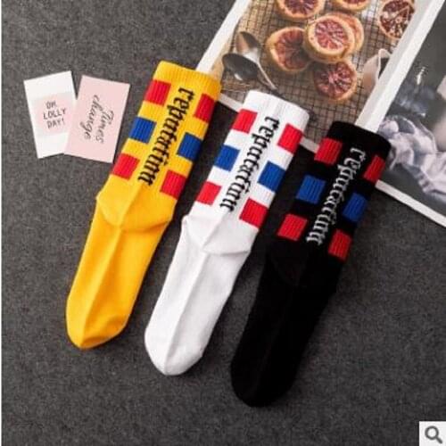 Web celebrity han edition of men and women socks in the hip hop stripe