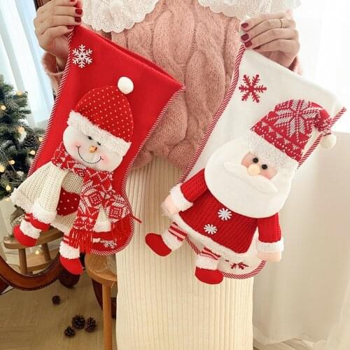 New Christmas Stocking Sack Xmas Gift Candy Bag Noel Christmas Decorations For Home Natal Navidad Sock Christma Tree Decor