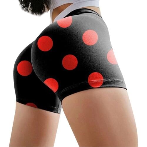 Slim Yoga Short Pants 2021 Womens Polka Dot Print Sexy Yoga Short Pants Female Printing Quick Dry Scrunch Exercise Leggings