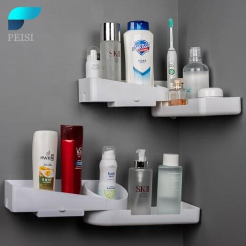 PEISI Bathroom Shelf Wall-Mounted Toilet Storage Rack Rotating Non-Perforated Vanity Towel Rack Bathroom Household Accessories