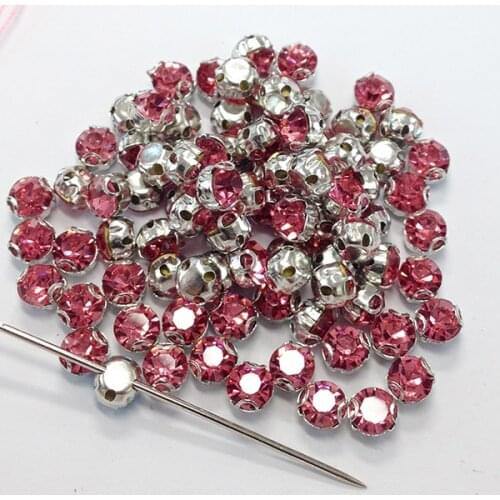Sew On Crystal Rhinestones Strass Shiny Glass Stones Rose 100pcs/lot 3.8mm Sewing Crystals DIY Gem decoration