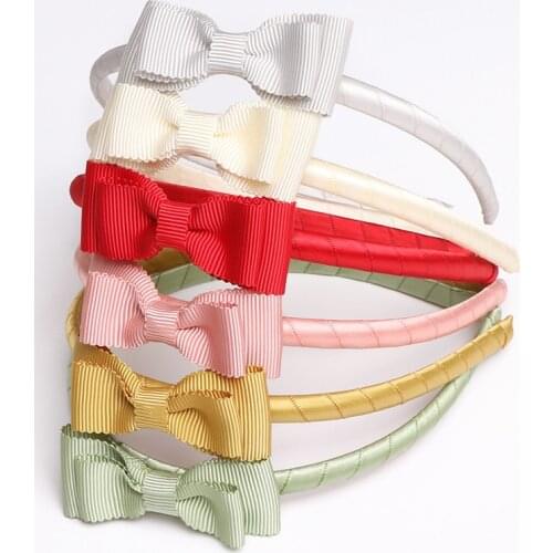 12pcs Fashion Ribbon Bow Hairbands Solid Color Mini Bowknot Headbands Hair Sticks Princess Headwear Girls Hair Accessories