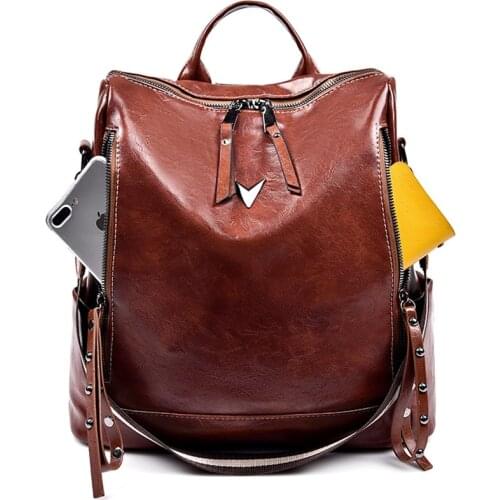 Large Capacity Travelling Backpacks for Women Designer Backpack Double Zipper Pocket Pu Leather Backpacks Girl Backpacks