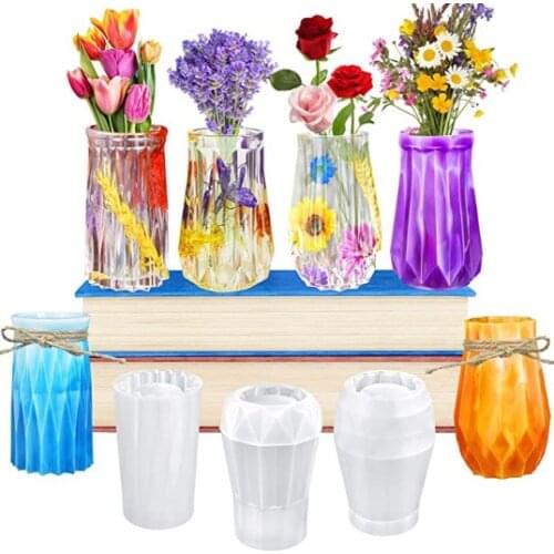 Diy3 Vase Drop Glue Mold Mirror Creative Crystal Flower Arrangement Home Decoration Resin Silicone Creative Tool