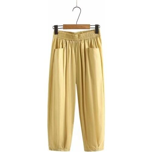 Plus Size XL-4XL Womens Stretchable Sportswear Pants Elastic Wait Straight Wide Leg Ankle Trousers with Big Pockets