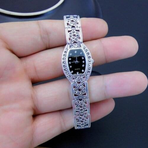 S925 silver jewelry Thai silver watch stone retro female watch new woman quartz watch