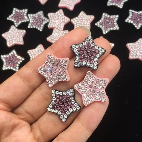 20pcs Pink Cute Star Patch Rhinestone Applique Sew on Patch for Clothing Dress Beaded Sweater Hair Clips Accessories