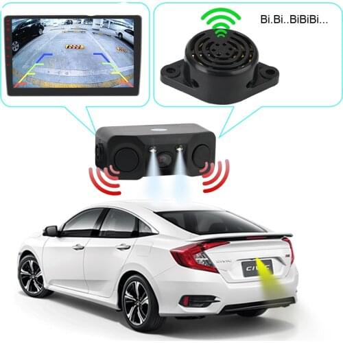 3 In 1 Car PDC Rear View Camera Parking Sensor Distance Control Radar Set Parktronic System Automotive Accessories Universal 12V