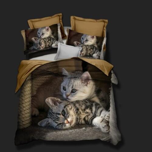 3D Duvet Cover Sets Bedding Sets Comforter Cases and Pillow Covers Super King Queen Full Size Design Cat Bedding Sets in Stock