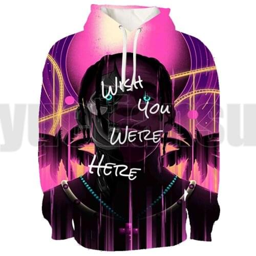 3D printed Wish U Were Here Travis Scott Hoodie Men ASTROWORLD Sweatshirt Harajuku Oversized Anime Streetwear Velvet Pullover