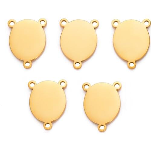 5PCS 3 Holes Stainless Steel Oval Charms Pendant for Necklaces Pendants for DIY Necklace Bracelet Jewelry Making Findings