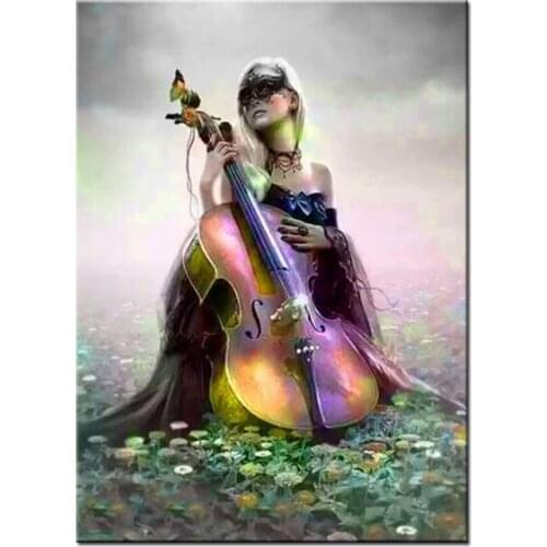 5D DIY Diamond Painting Sexy masked woman playing guitar Set Diamond Mosaic Picture Of Rhinestones Embroider Decor For Home A911