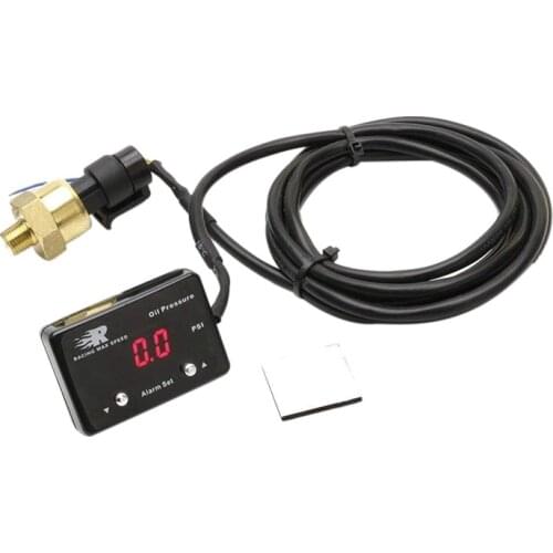 Car Oil Pressure Gauge 0-8 BAR Auto Digital-Diesel Universal Red LED Display 12V Turbo Oil Press Meter Sensor IP-OPM-01(Black)