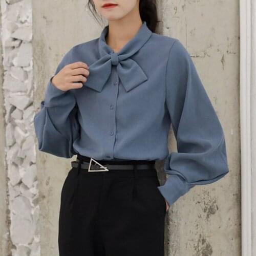 Free Shipping Woman Feminina WomenS Vintage Blouse Fashion Clothes 2020 Spring Autumn White Long Sleeve Shirts Female D0034