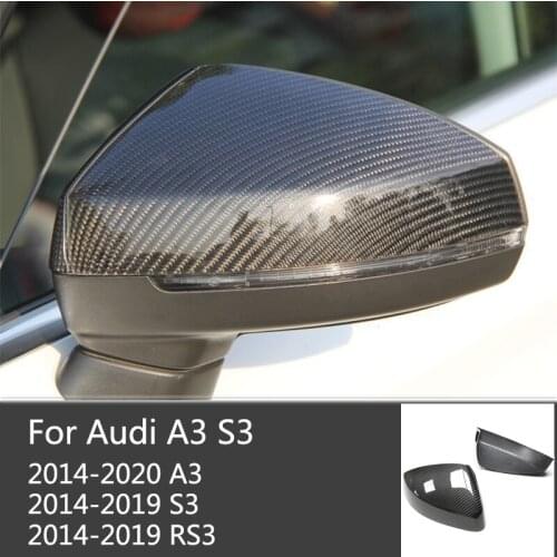 For Audi A3 Dry Carbon Fiber Rear View Mirror Shell Cover Stickers Protection Cap Fit audi a3 s3 rs3 rear Mirror Covers